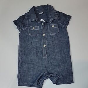 NWT GAP Denim Cotton Soft Romper Jumpsuit One Peice Collar